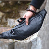 Slim Leather Black Fanny Pack Men's Black Chest Bag Hip Bag Small Waist Bags For Men