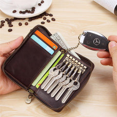 Cool Brown Leather Men's Car Key Wallet billfold Small Key Wallet For Men - imessengerbags