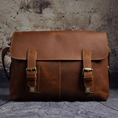 Cool Vintage Brown Leather Mens Side Bag Messenger Bag Shoulder Bag for Men