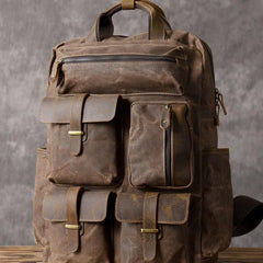 Oil Wax Canvas Mens Cool Backpack Sling Bag Large Sport Bag Travel Bag Hiking Bag for men
