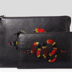 Handmade Leather Mens Cool Long Leather Wallet Zipper Clutch Wristlet Wallet for Men