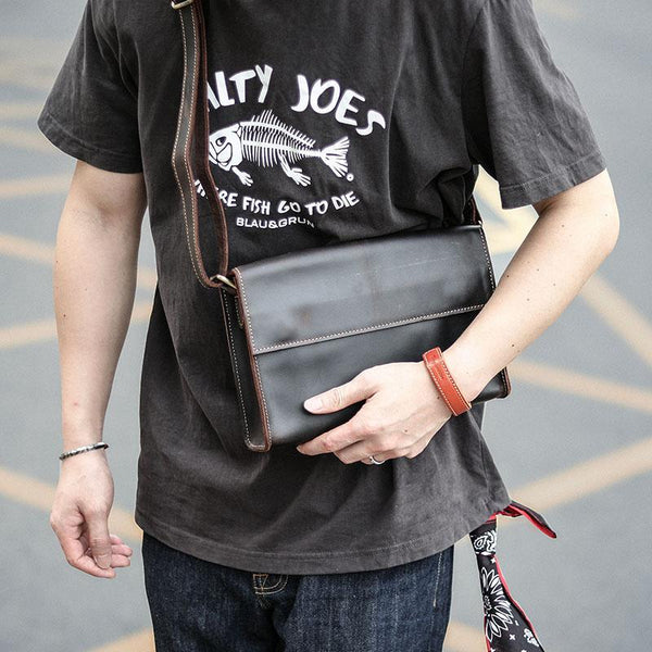 Dark Coffee Leather Mens Casual Small Courier Bag Messenger Bags Amber Postman Bag For Men - imessengerbags
