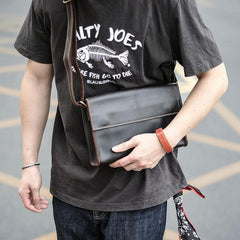 Dark Coffee Leather Mens Casual Small Courier Bag Messenger Bags Amber Postman Bag For Men