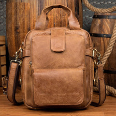 Cool Brown Leather 12 inches Vertical Courier Bags Messenger Bags Camel Postman Bags for Men