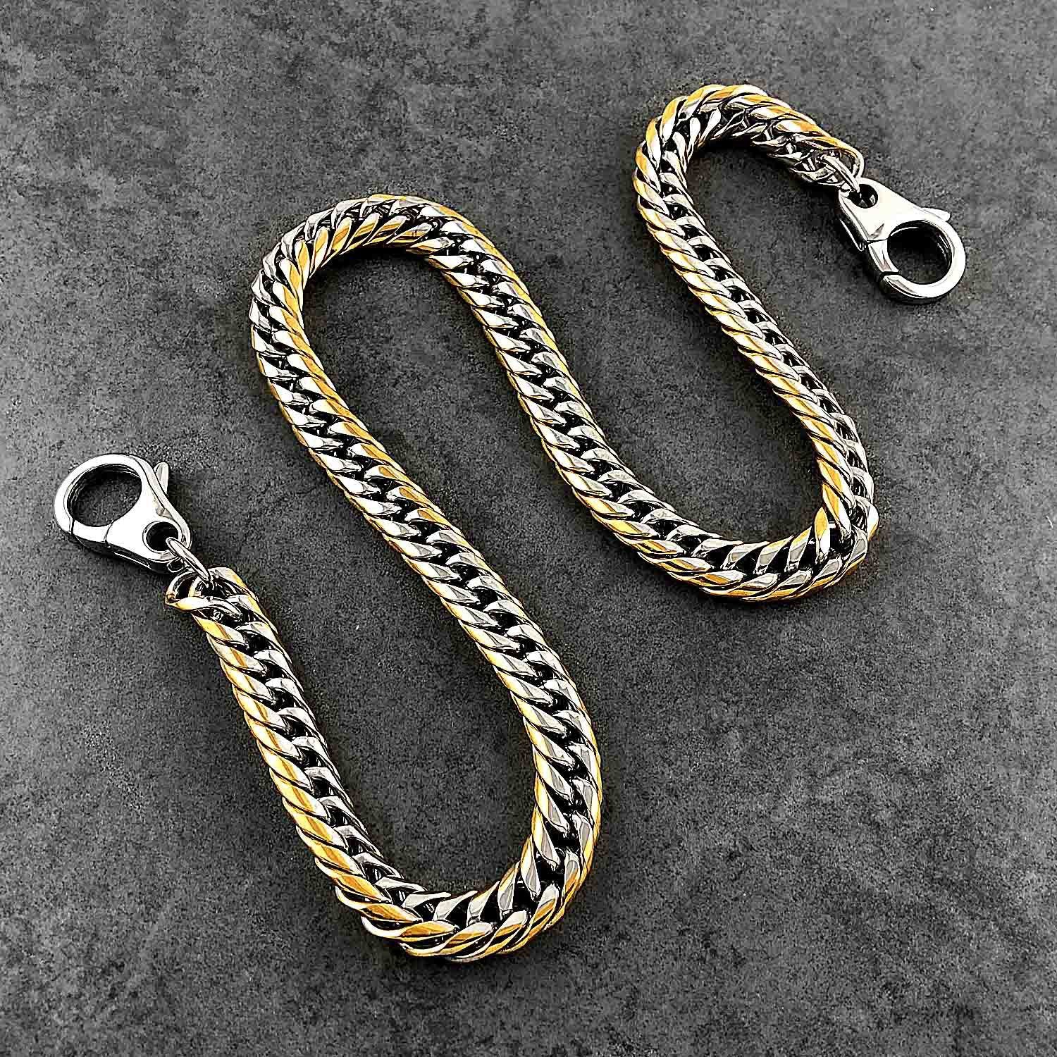 SOLID STAINLESS STEEL BIKER SILVER GOLD WALLET CHAIN 18‘â€?LONG PANTS CHAIN Jeans Chain Jean Chain FOR MEN - imessengerbags