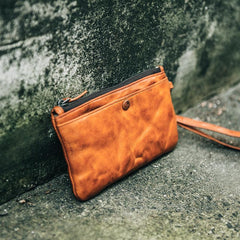 Cool Tan Leather Mens Long Wallet Clutch Wallet Black Wristlet Long Wallet Phone Wallet For Men - imessengerbags