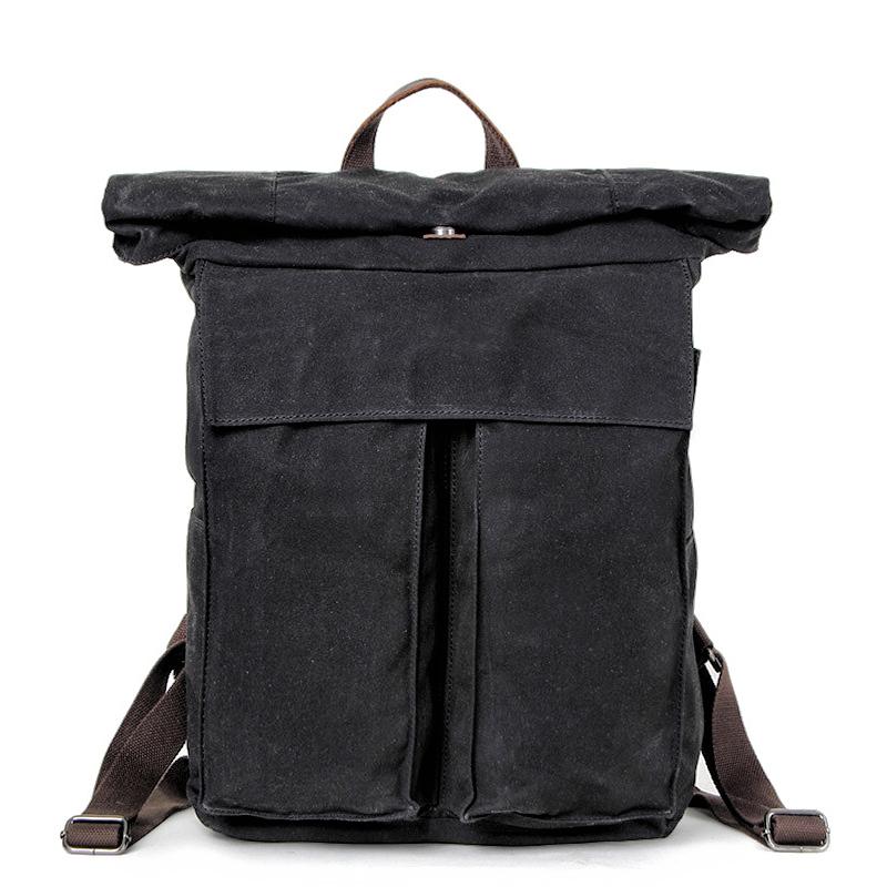 Cool Waxed Canvas Mens Waterproof 15.6'' Travel Backpack Hiking Backpack for Men - imessengerbags