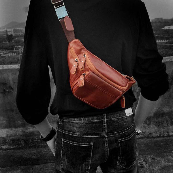 Casual Black MENS LEATHER FANNY PACK FOR MEN Cool BUMBAG Brown WAIST BAGS For Men