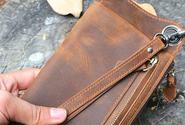 Handmade Cool Leather Long Wallet Bifold Long Wallet Biker Wallet Bag For Men - imessengerbags
