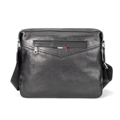 Black Cool Leather Mens 10 inches Side Bag Messenger Bags Black Postman Bags Courier Bag for Men - imessengerbags