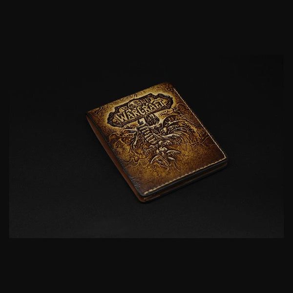 Handmade Leather Tooled World of Warcraft Lich King Mens billfold Wallet Cool Leather Wallet Slim Wallet for Men - imessengerbags