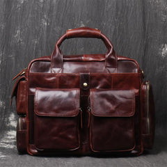Black Oiled Leather Men's Professional Briefcase 13‘’ Laptop Handbag Business Bag For Men - imessengerbags