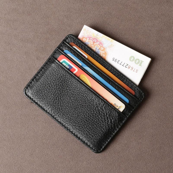 Genuine Leather Mens Cool Slim Front Pocket Wallet Leather Wallet Men Small Wallets  for Men - imessengerbags