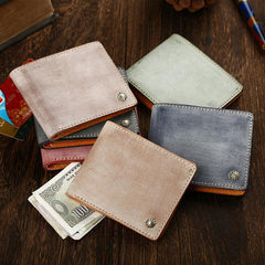 Casual Handmade Mens Black billfold Wallet Red Bifold Card Wallet Small Wallet For Men - imessengerbags