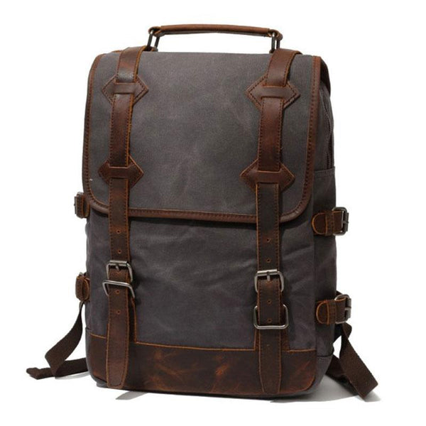 Waxed Canvas Leather Mens Backpack Canvas Travel Backpacks Canvas School Backpack for Men - imessengerbags