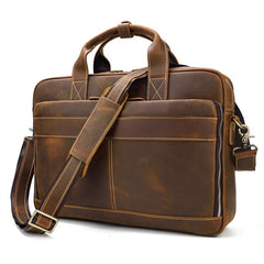 Vintage Brown Leather Men's 14‘’ Laptop Briefcase Professional Briefcase Computer Bag For Men - imessengerbags
