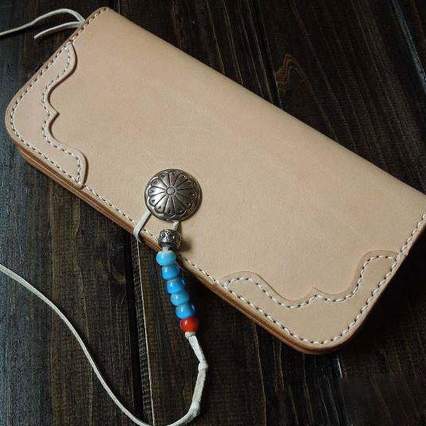 Handmade Leather Mens Clutch Wallet Cool Wallet Long Wallets for Men Women - imessengerbags