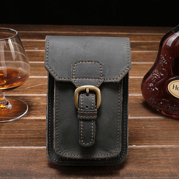 Leather Mens Cigarette Case with Belt Loop Cell Phone Holster Belt Pouch for Men - imessengerbags