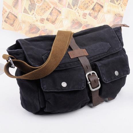 Canvas Black Mens 10 inches Postman Bag Canvas Messenger Bags Khaki Courier Bag For Men