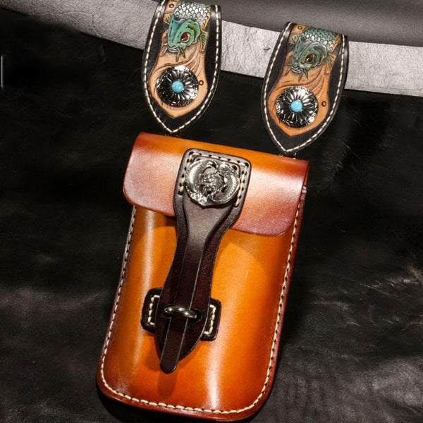 Leather Belt Pouch Mens Small Cases Waist Bag Hip Pack Belt Bag Fanny Pack Bumbag for Men - imessengerbags