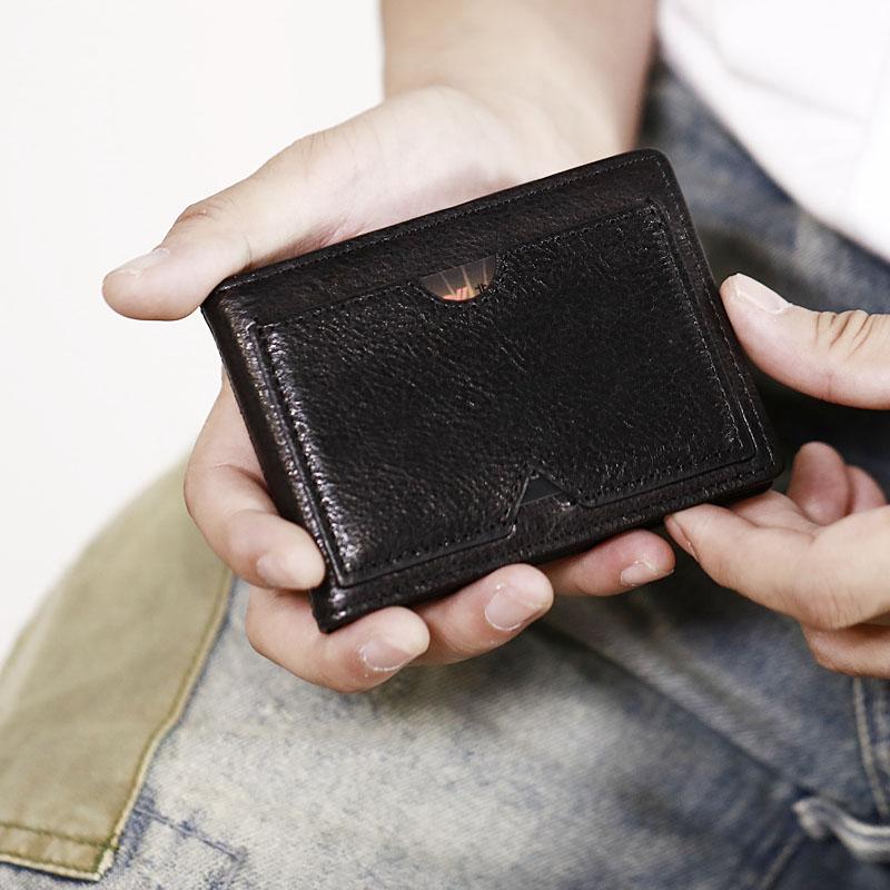 Genuine Leather Mens Cool Black Short Leather Card Wallet Men Small Wa –  imessengerbags