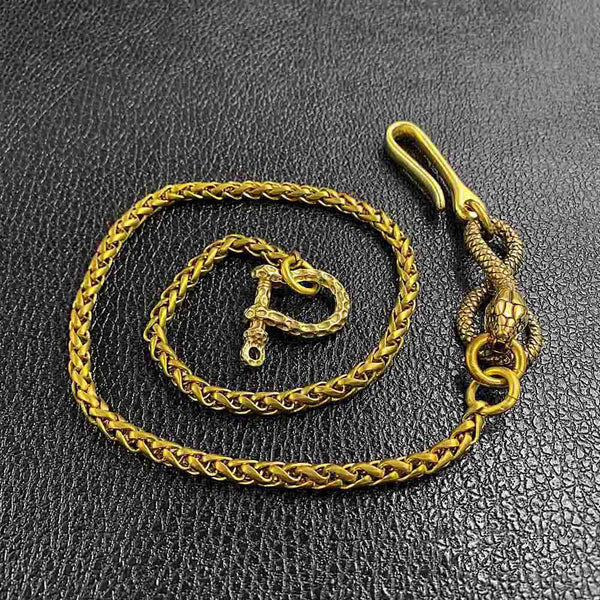 Cool Brass 18" Mens Python Snake Key Chain Pants Chain Wallet Chain Motorcycle Wallet Chain for Men