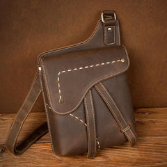 Cool Brown Mens Leather Small Side Bag Vintage Messenger Bags Courier Bag for Men - imessengerbags