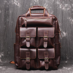 Vintage Cool Leather Men's 15inch Laptop Backpack Travel Backpack School Backpack For Men - imessengerbags
