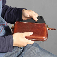 Fashion Black Leather Mens Long Wallet Brown Chain Wallet Biker Chain Wallet Clutch Men