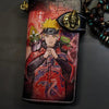 Badass Black Leather Men's Naruto Long Biker Wallet Handmade Tooled Zipper Long Wallets For Men