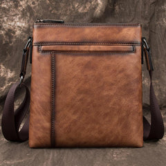 Brown  LEATHER MEN'S Small Side bag Square MESSENGER BAG Tan Square Courier Bag FOR MEN - imessengerbags