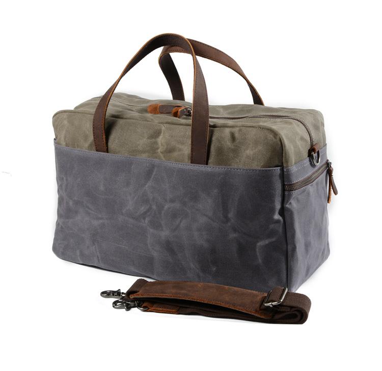 Casual Waxed Canvas Leather Mens Large Travel Weekender Bag Luggage Duffle Bag Fitness Bag for Men