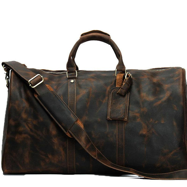 Cool Mens Leather Large Weekender Bag Duffle Bag Travel Bag for Men