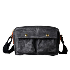 Gray Waxed Canvas Mens Casual Shoulder Bag Messenger Bags Casual Courier Bags for Men