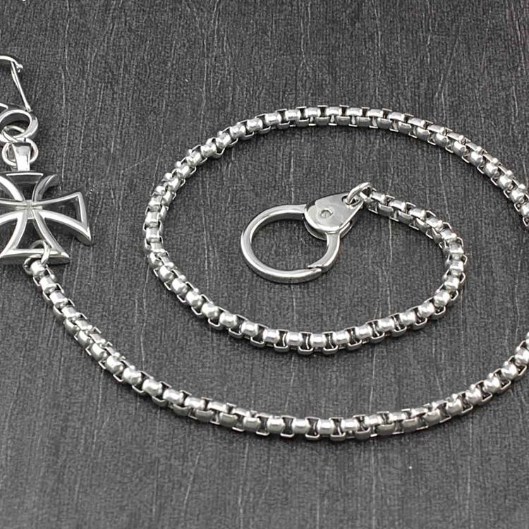 STAINLESS STEEL Long Silver Pants Chain Iron Cross Wallet Chain Biker Wallet CHain For Men - imessengerbags