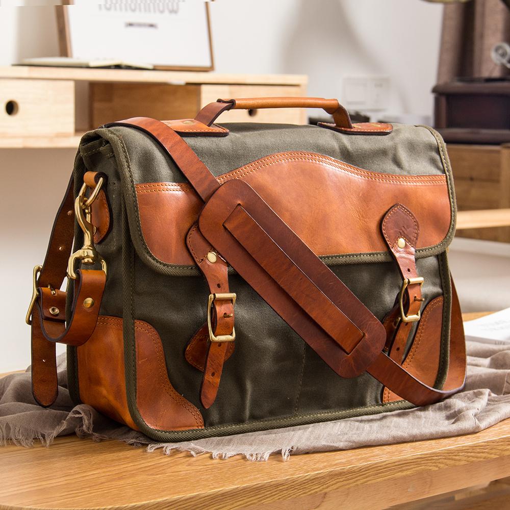 Mens Leather Satchel Bag Messenger Bag for Men Laptop Bag 