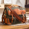 Canvas Leather Mens 14" Green Laptop Briefcase Handbag Side Bag Messenger Bag for Men