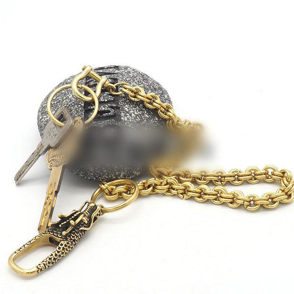 Cool Brass 17‘’ Chinese Dragon Wallet Chain Key Chain Wallet Chain Pants Chain For Men - imessengerbags