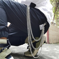 Badass Punk Mens Womens Long Three-Layer Hip Hop Pants Chain Wallet Chain For Men - imessengerbags