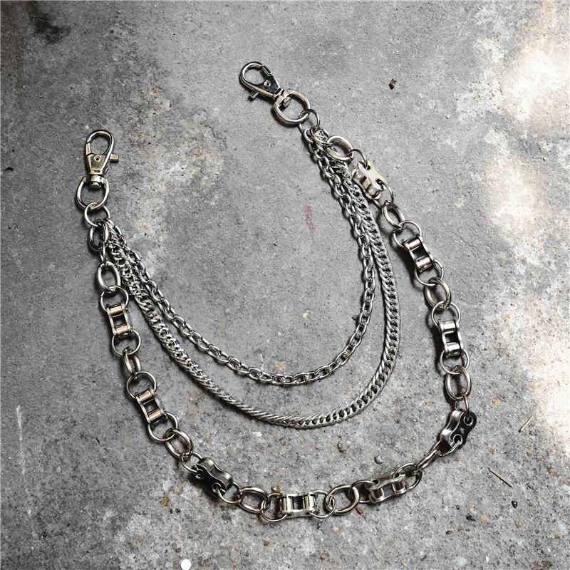 Badass Men's Silver Triple Pants Chain Bike Chain Long Punk Wallet Chain For Men