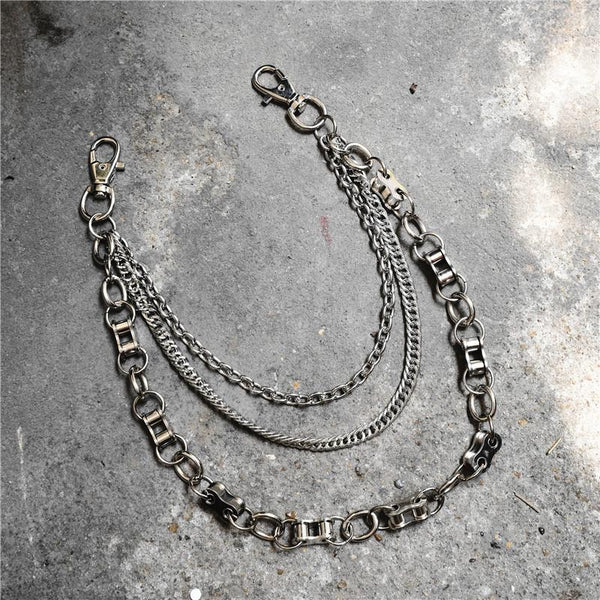 Badass Men's Silver Triple Pants Chain Bike Chain Long Punk Wallet Chain For Men - imessengerbags