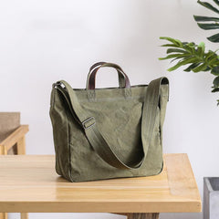 Casual Canvas Womens Mens Large Green Handbag Tote Bag Green Shoulder Bag Tote Purse For Men - imessengerbags