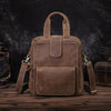 Leather Mens Vertical Work Bag Handbag Brown Vertical Small Briefcase Shoulder Bag For Men