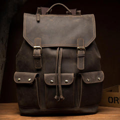 Fashion Coffee Mens Leather 15-inch Computer Backpack Travel Backpacks School Backpacks for men - imessengerbags