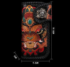 Handmade Leather Monster Mens Chain Biker Wallet Cool Leather Wallet Long Phone Wallets for Men