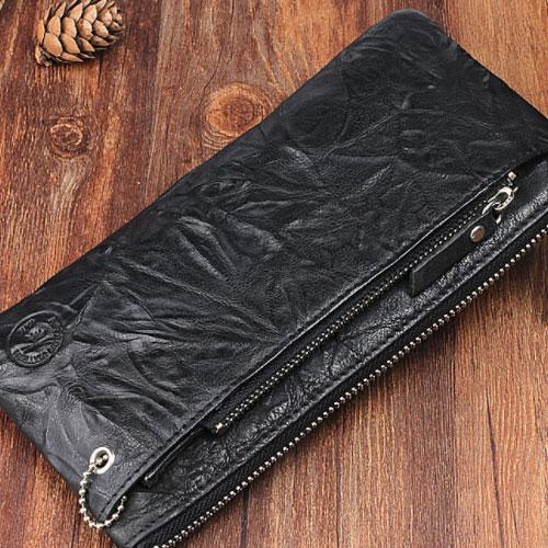 Handmade Leather Mens Cool Long Leather Wallet Detachable Clutch Wallet for Men - imessengerbags