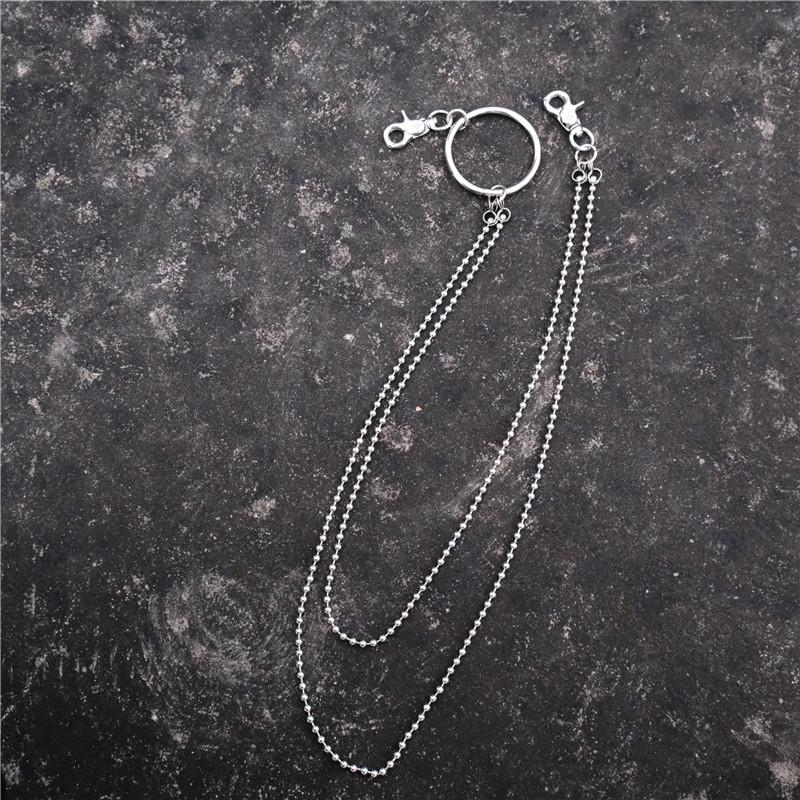 Badass Punk Mens Womens Stainless Steel Double Beaded Pants Chain Wallet Chain For Men - imessengerbags