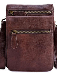 Cool Brown Leather Mens Small Shoulder Bag Belt Pouch Belt Bag For Men
