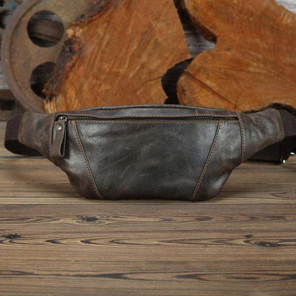 Slim Mens Leather Fanny Pack Men Leather Belt Bag