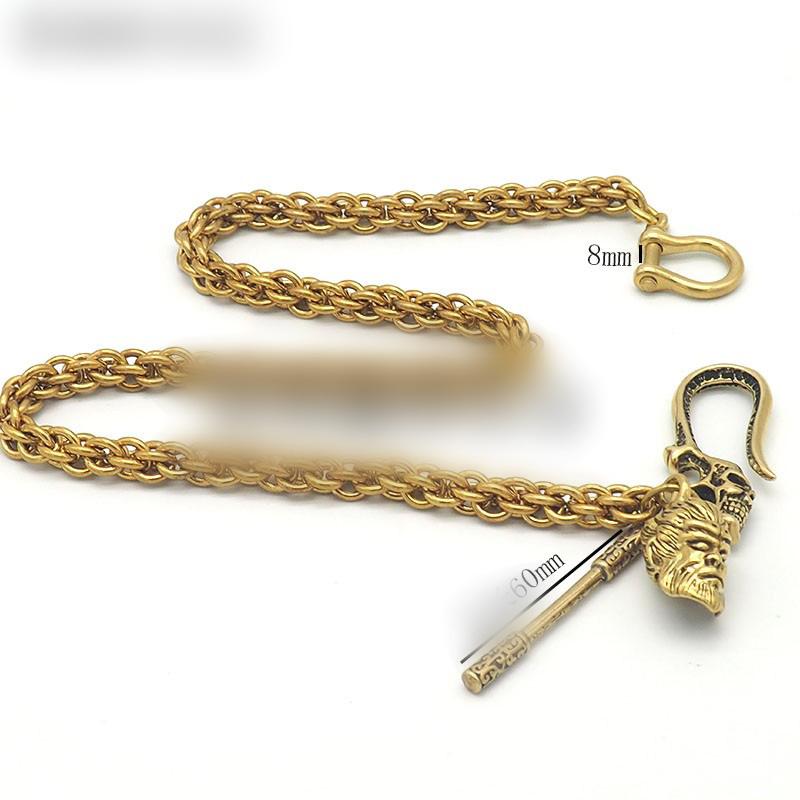 Cool Brass 18‘’ Biker Wallet Chain Skull Key Chain Wallet Chain Pants Chain For Men - imessengerbags